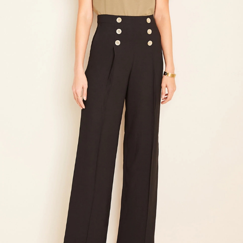 Ann Taylor Black Wide Leg Sailor Pants Size 12